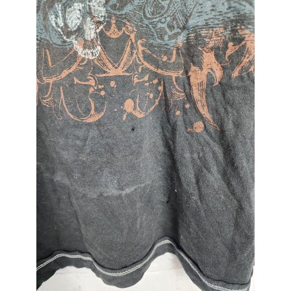 VTG Division E Distress T-Shirt Men’s Black Short Sleeve Neck Cross Skulls Y2K L - Picture 4 of 4